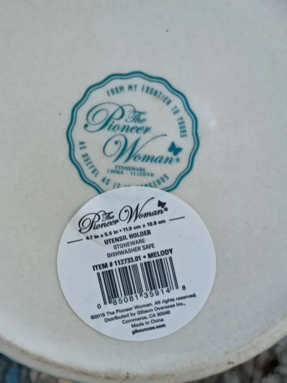 The Pioneer Woman Stoneware Utensil Holder Crock in Melody Floral with Embossed